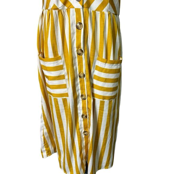 Style House Sun Dress Womens XL Striped Summer Vacation Beach Pockets Front Cami - Picture 3 of 15